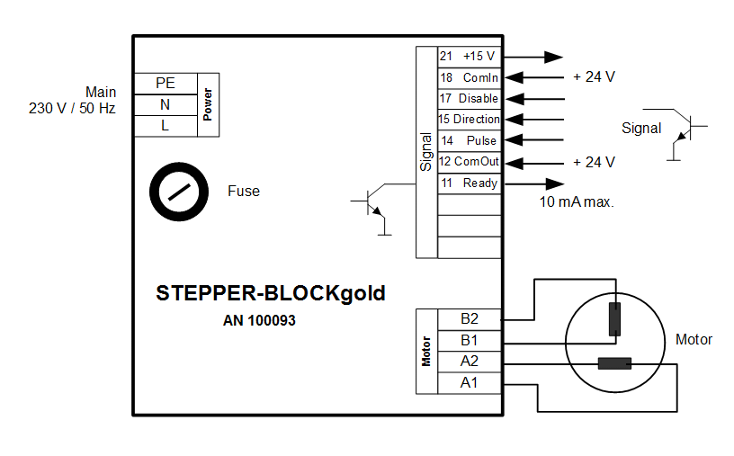 Stepperblock gold Anschlussbild Stepperblock gold Anschlussbild